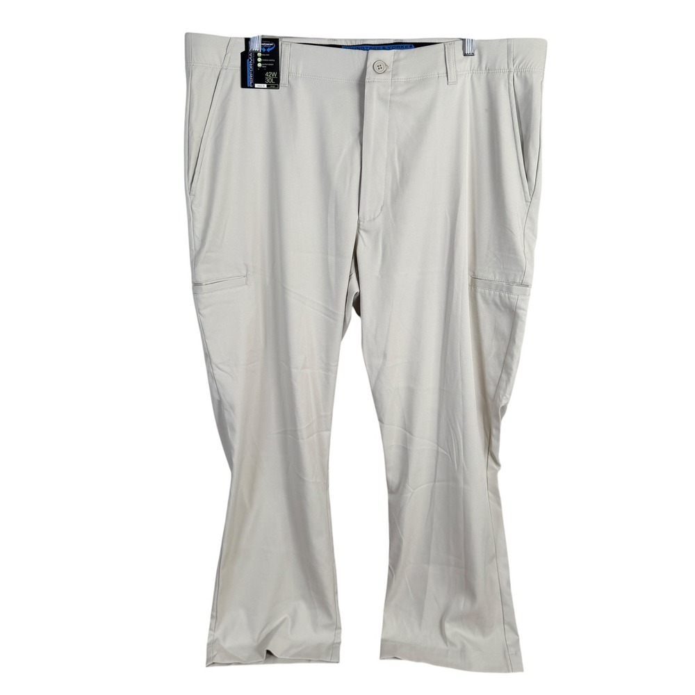 Roundtree & Yorke Performance Cargo Pants Mens 42x30 Khaki Stretch Moisture Wick